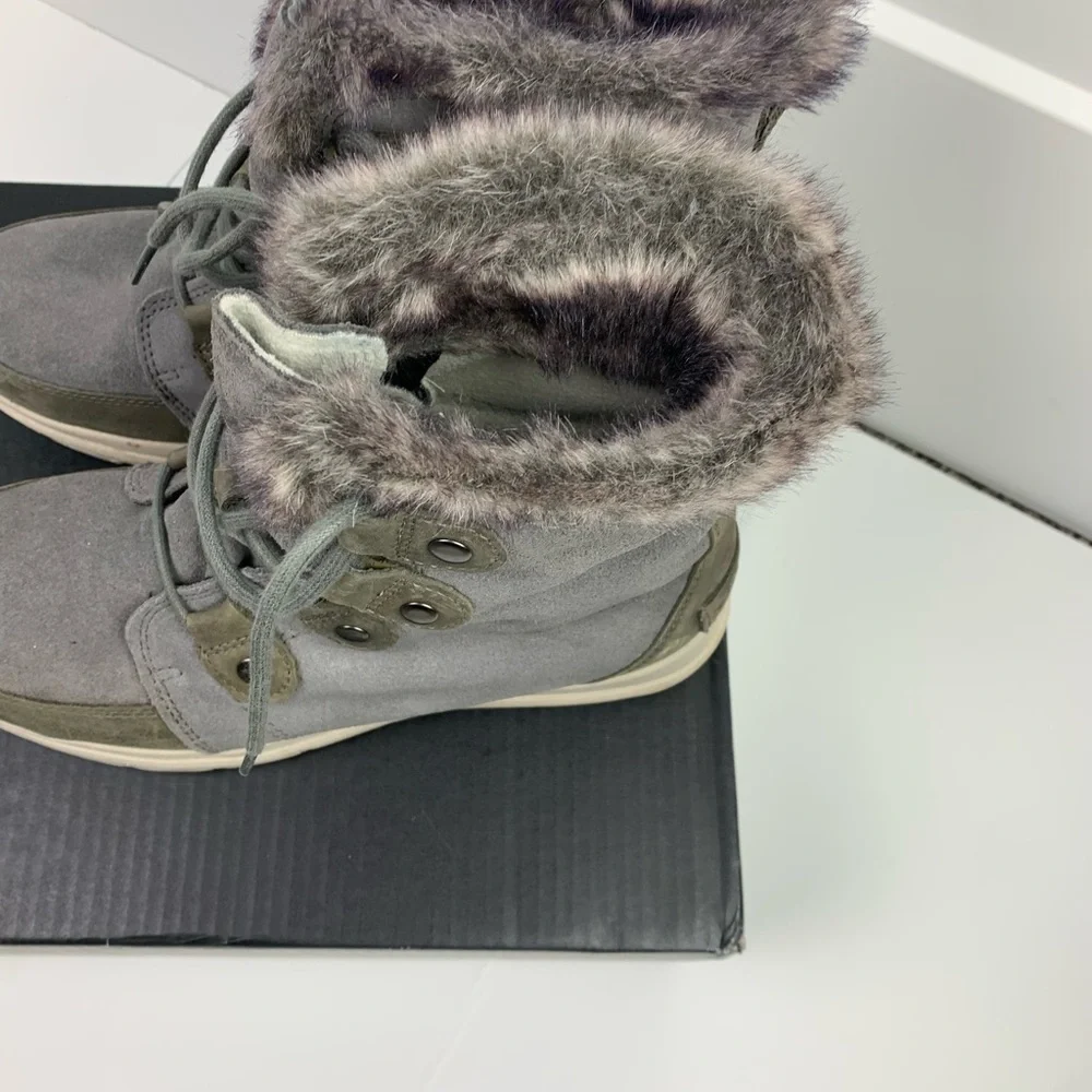 SOREL Explorer Joan Boot 9 10 Quarry Waterproof Leather Suede Lace Up Snow